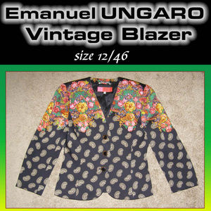 Vintage sz 12 Emanuel UNGARO Paisley Print Blazer